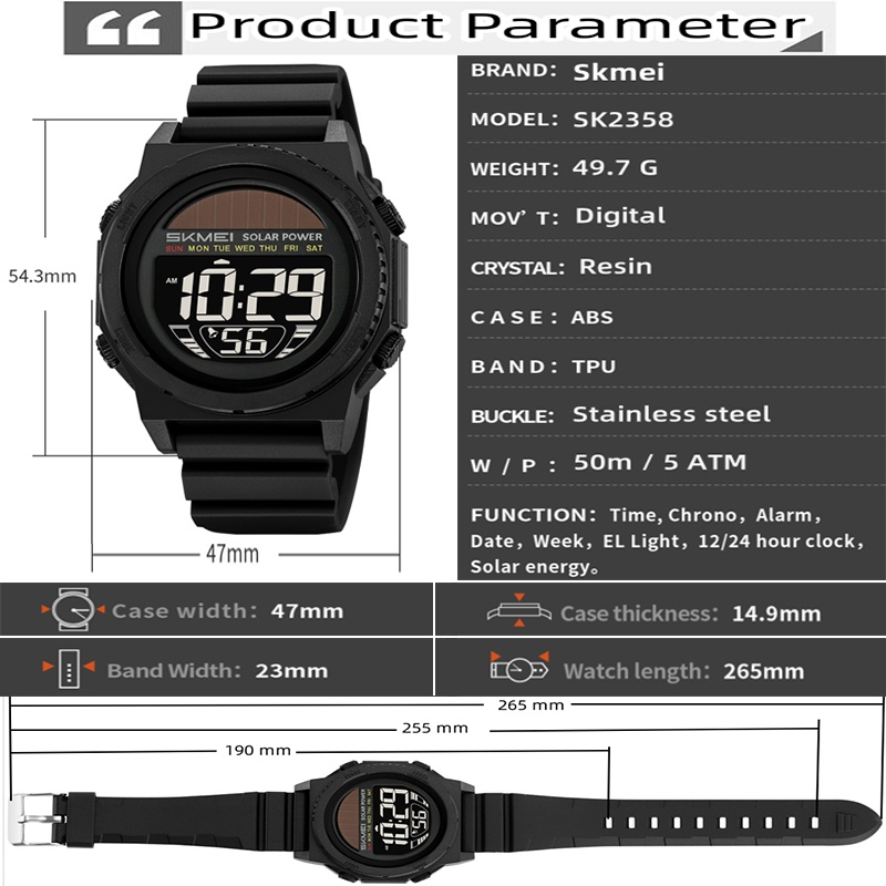 Skmei Solar Energy Digital Wat - Tide Watch Surf avaliação e preço