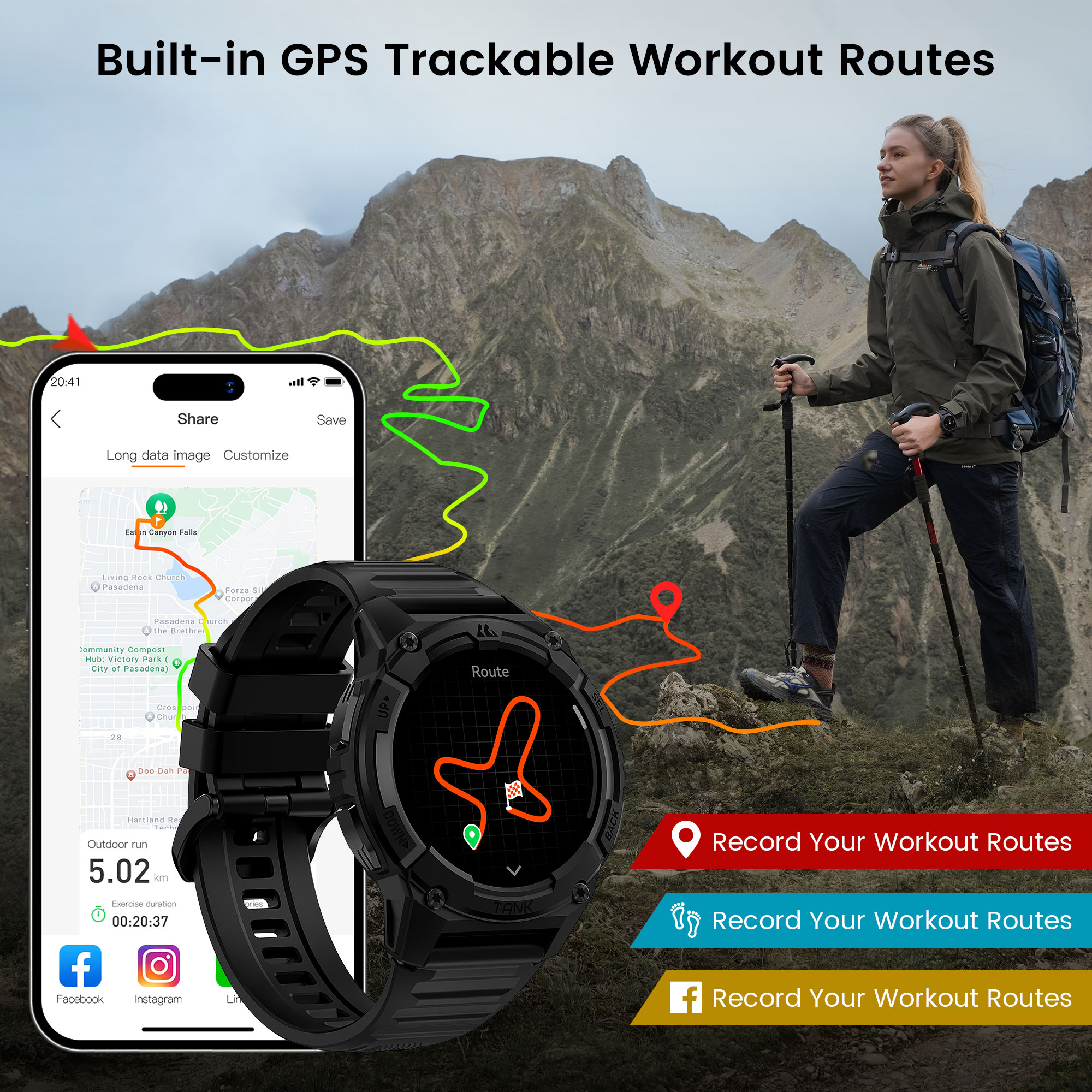 KOSPET TANK S2 GPS Smart Watch - Smartwatch Watches For Women With Gps avaliação e preço