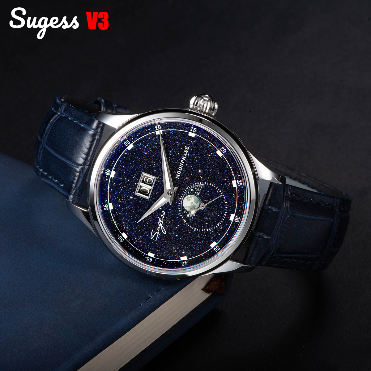 Sugess Moonphase Watch of Men  - Tide Watch Surf avaliação e preço