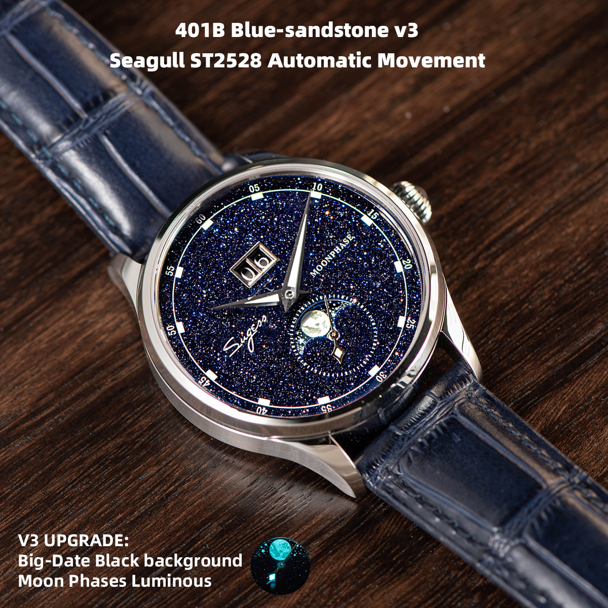 Sugess Moonphase Watch of Men  - Tide Watch Surf avaliação e preço