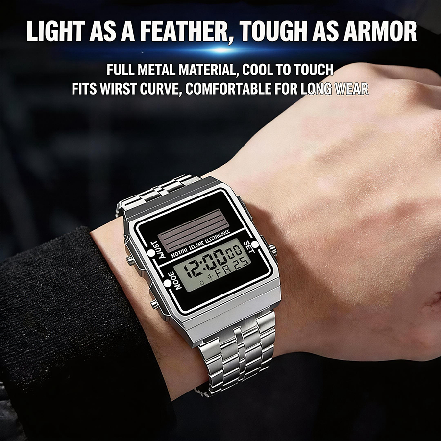 Retro Silver Metal Square Sola - Tide Watch Surf avaliação e preço