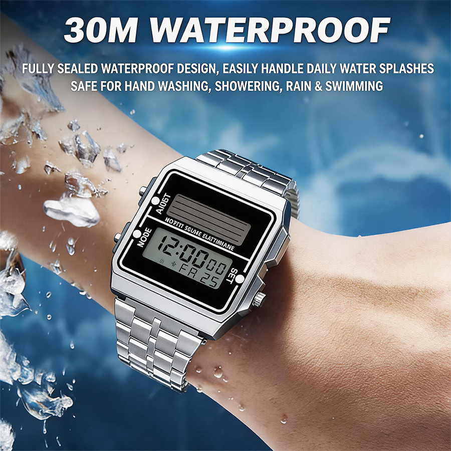 Retro Silver Metal Square Sola - Tide Watch Surf avaliação e preço