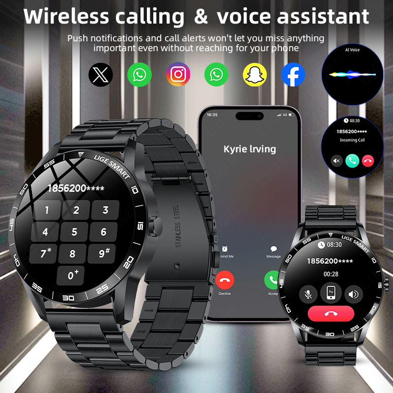 LIGE New Smart Watch Men Bluet - Smartwatch Watches Birthday Gift For Men avaliação e preço