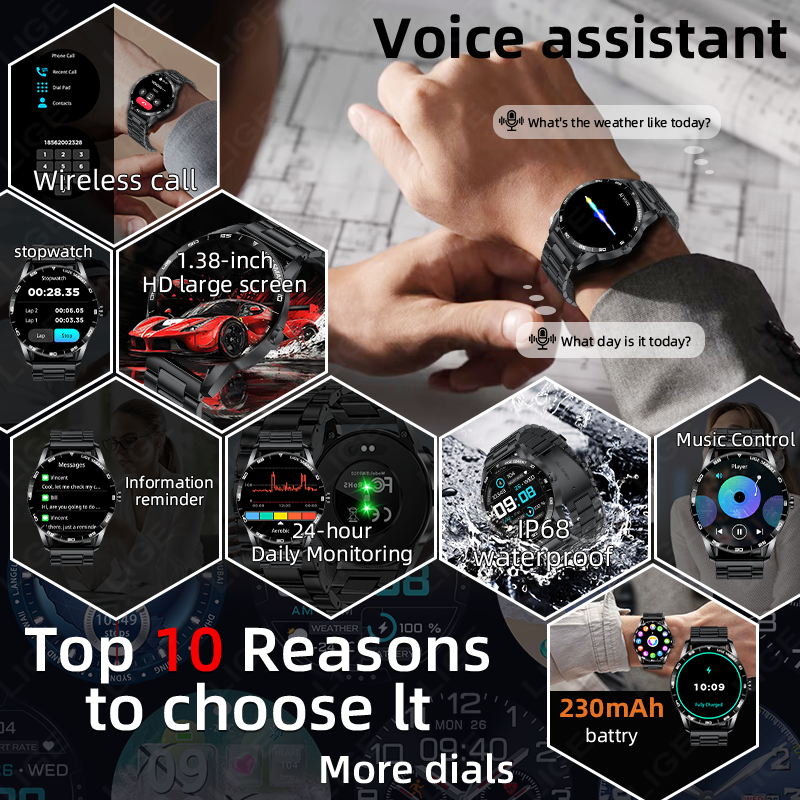 LIGE New Smart Watch Men Bluet - Smartwatch Watches Birthday Gift For Men avaliação e preço