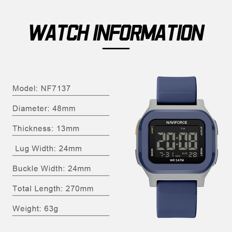NAVIFORCE NF7137 Sport Waterpr - Tide Watch Surf avaliação e preço
