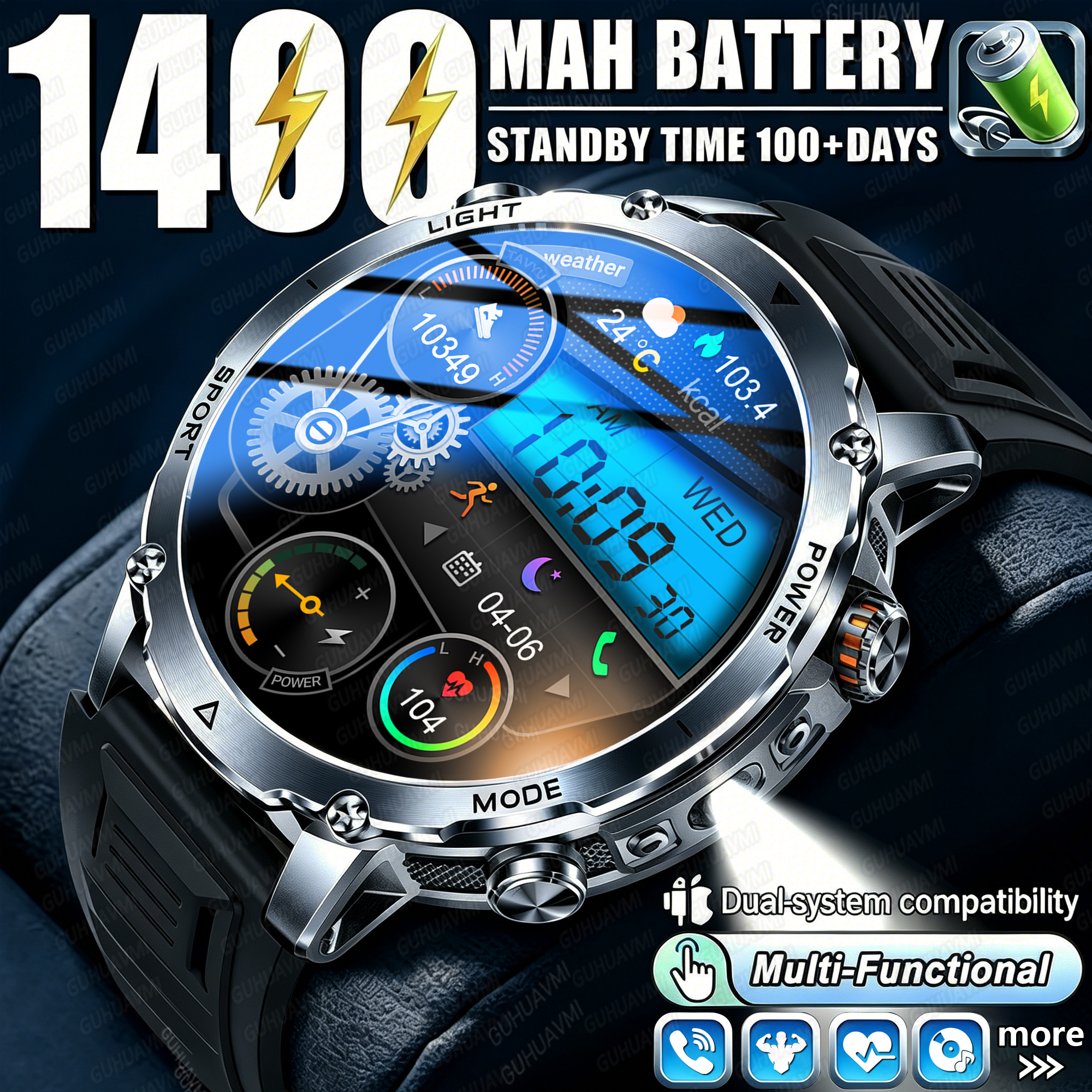 Newly Durable 1400mAh Large Ba - Smartwatch Professional Watches For Men avaliação e preço